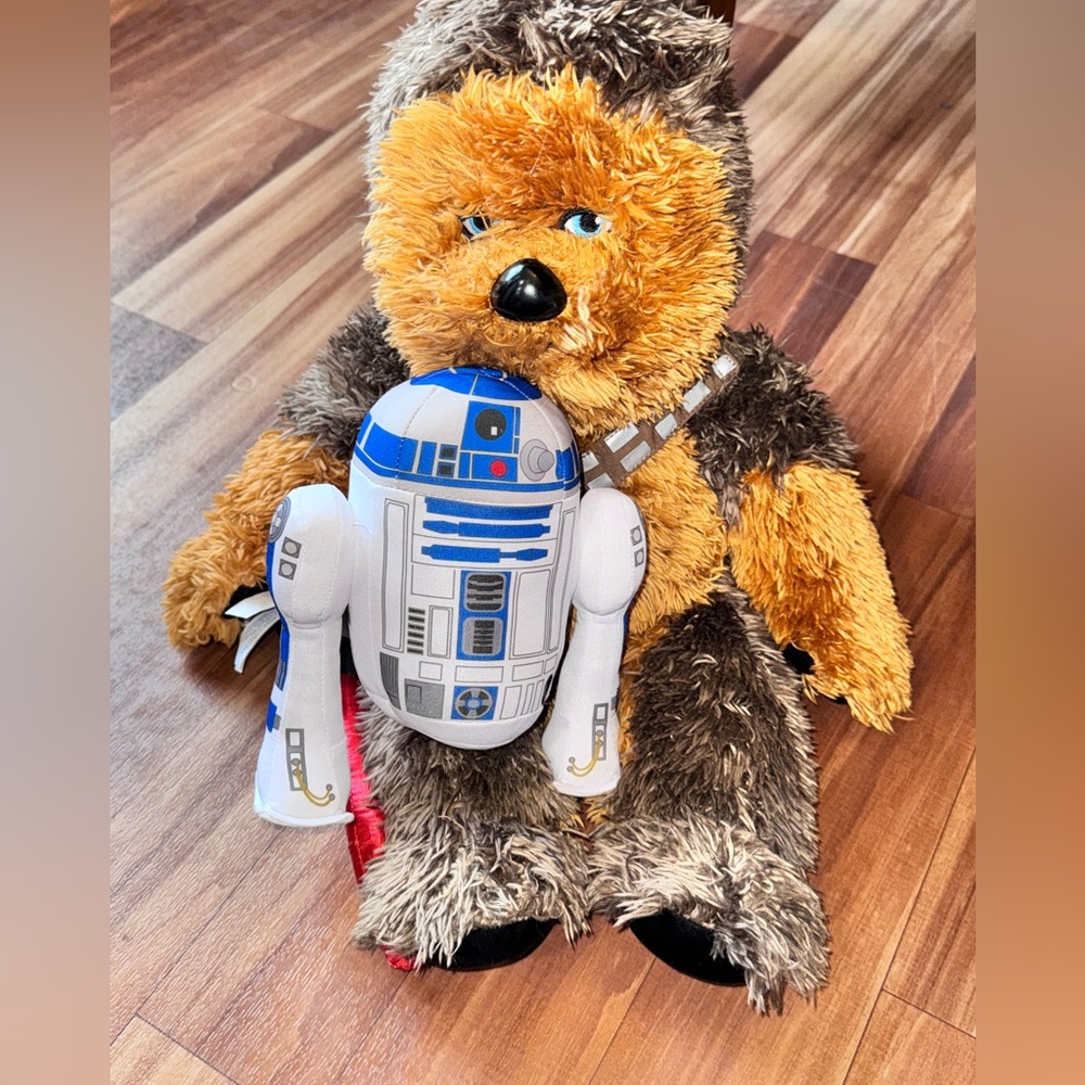 Star Wars build a bear Chewbacca and R2-D2 Plush Duo - Brown, Tan, Blue, White